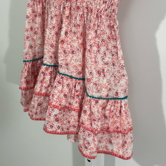 Poupette St Barth Girls Dress Size 8 Pink Floral Ruffle Cotton - Picture 7 of 7